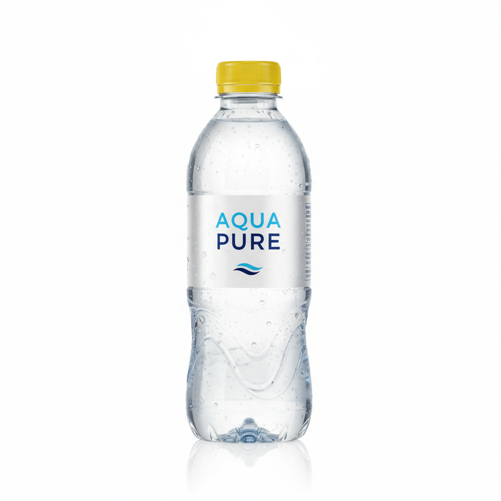 Bottled water with yellow cap